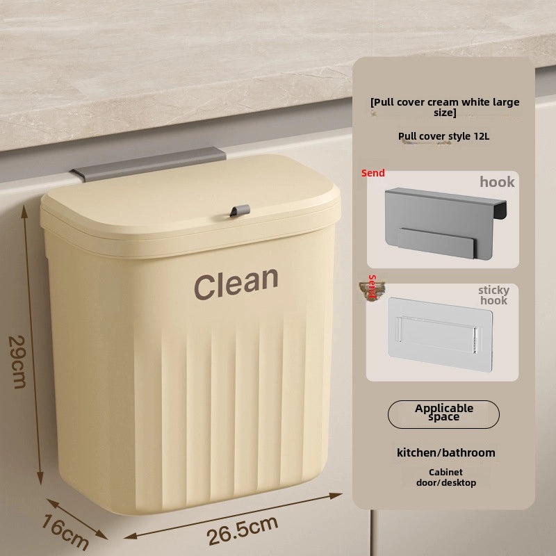Large Capacity Waterproof Wall-Mounted Kitchen and Bathroom Trash Can|Home Organization and Storage
