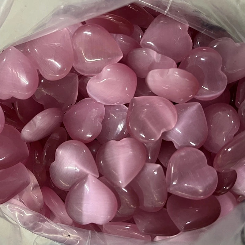 Pink Heart-Shaped Crystal Gemstone 2cm Handmade Decorative Ornament|Home Decor