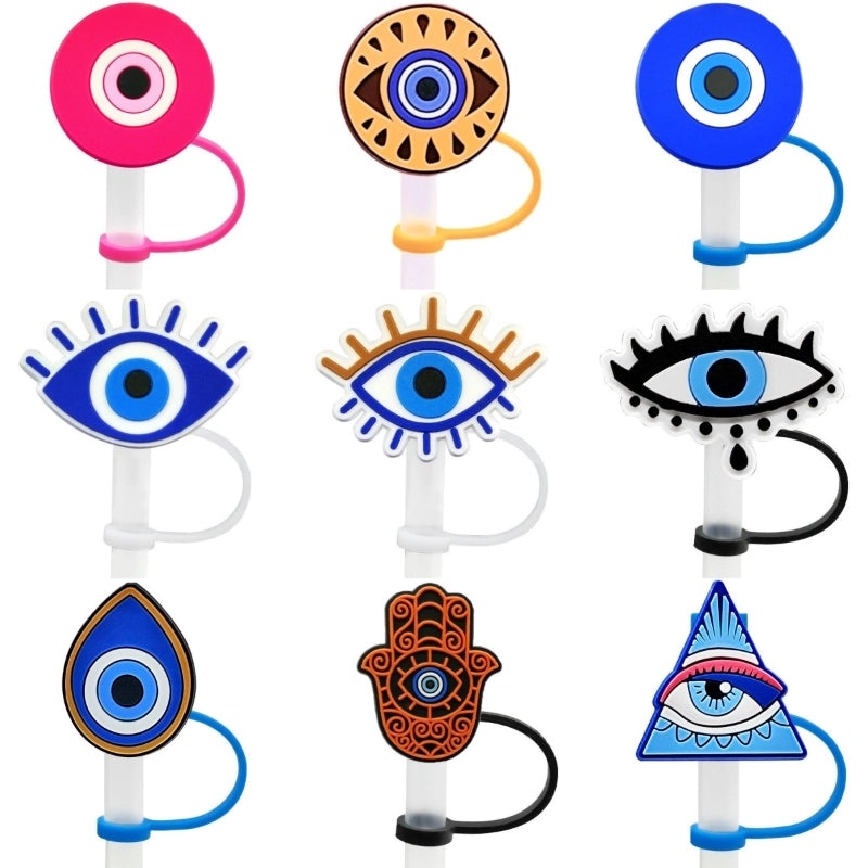 Stylish Devil's Eye Silica Gel Straw Cap - 1 Piece|Drinkware Accessories