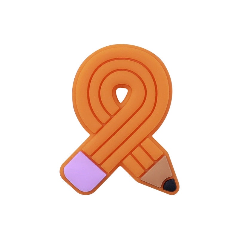 Rainbow Pencil Silicone Beads for DIY Jewelry Making Kids Cartoon Blackboard Loose Beads|Children's Craft Supplies