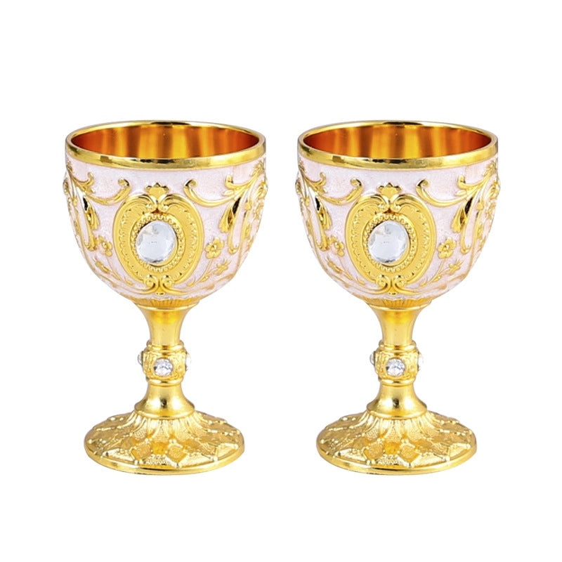 Golden Goblet Wine Glass Set Small Cup for Tea Water Holy Water Decorative Drinkware|Kitchen & Dining