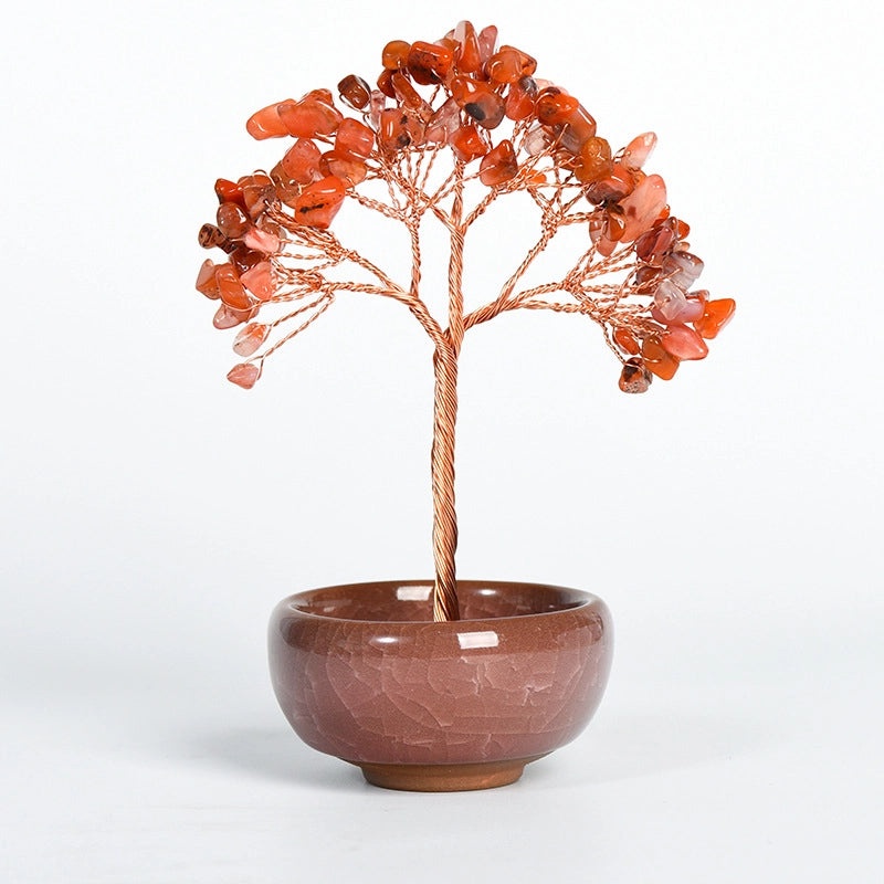 Minimalist Tree with Crystal Gravel Copper Ornament | Home Decor