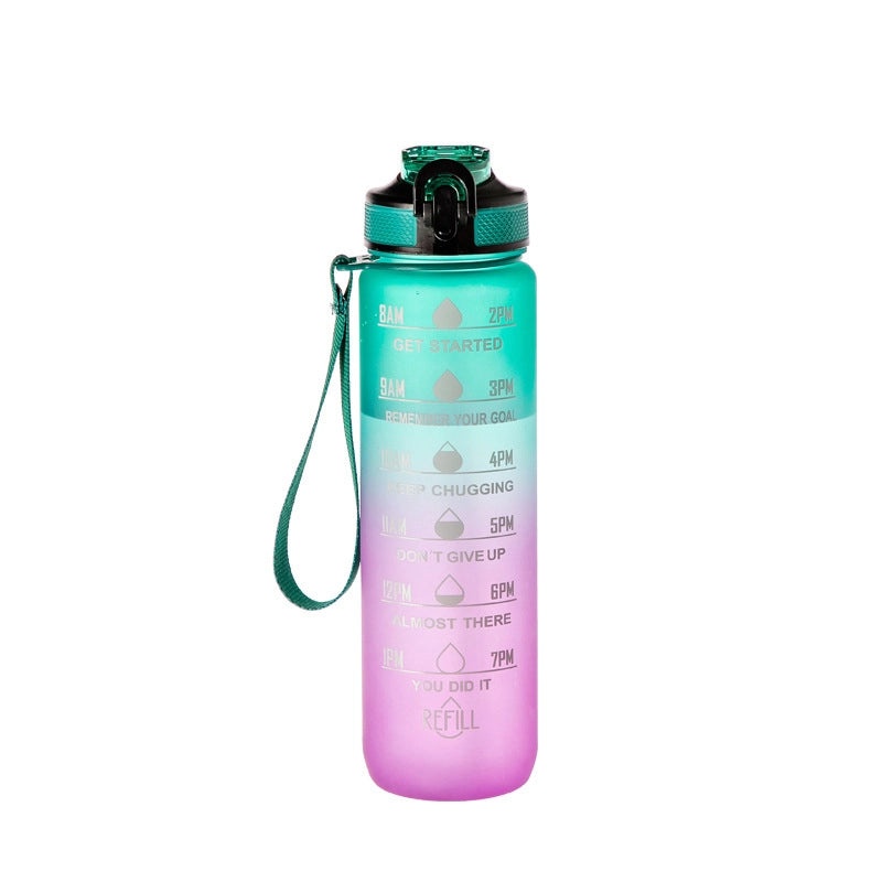 Gradient Plastic Water Bottle with Large Capacity and Suction Straw | Drinkware & Tumblers