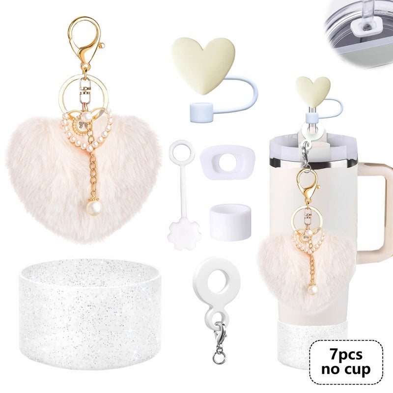 Adorable Red Heart Silicone Straw Caps Set of 7 | Drinkware Accessories