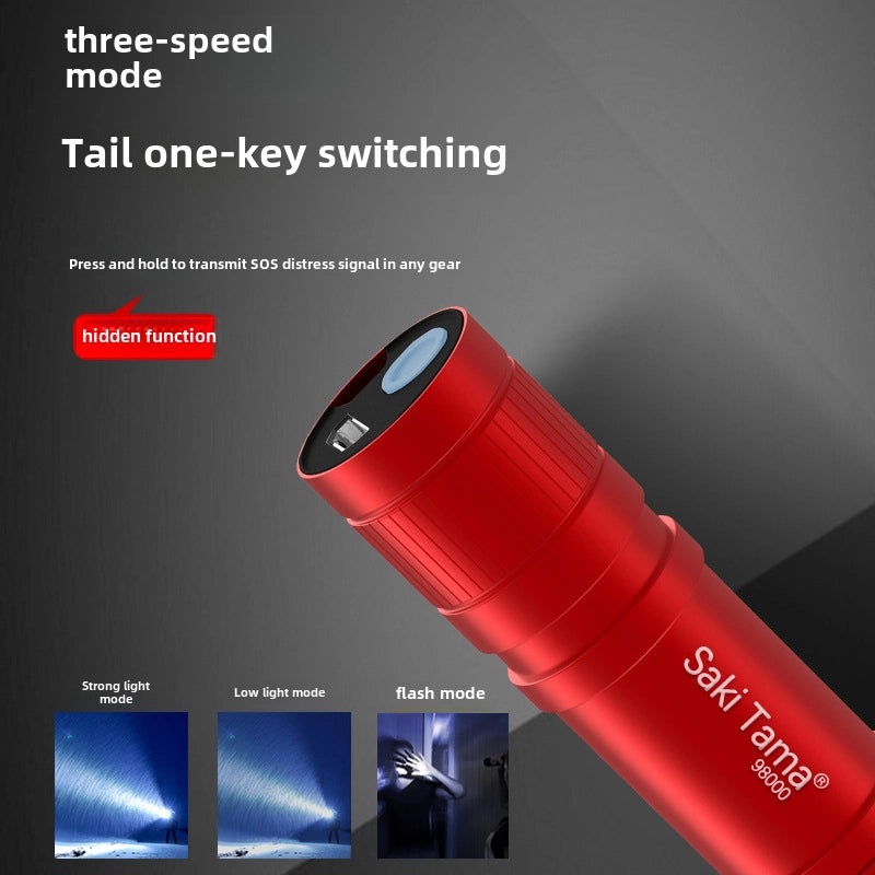 USB Rechargeable Mini LED Flashlight Strong Light Portable Multifunctional Work Light for Students Gift | Electronics Accessories