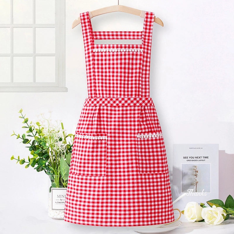 Cute Princess Style Pure Cotton Apron for Women Summer Cooking Both Home and Catering | Kitchen Aprons & Accessories