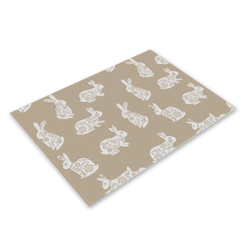 Adorable Rabbit and Heart Letter Linen Placemat for Dining Table Decor|Home Decor and Kitchen Accessories