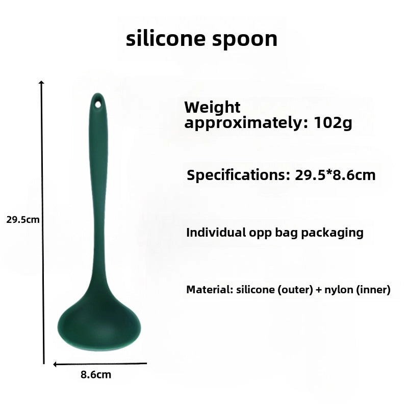 Food Grade Silicone Long Handle Soup Spoon High Temp Resistant Non-stick Cooking Pan Mini Porridge Spoon|Kitchen Utensils