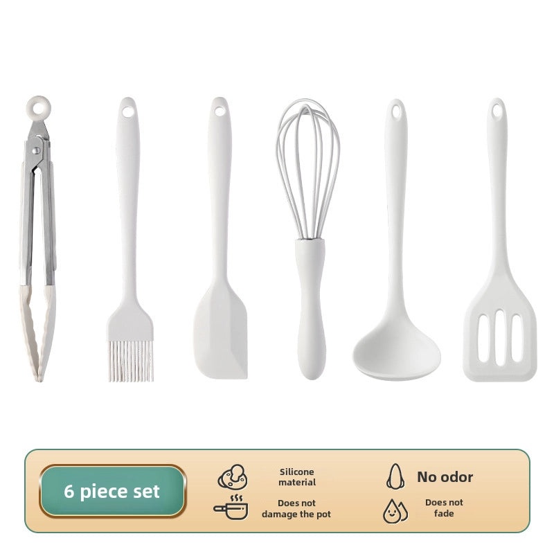 6-piece Silicone Baking Tool Set Cake Scraper Spatula Egg Beater Oil Brush Heat Resistant|Kitchen Baking Utensils