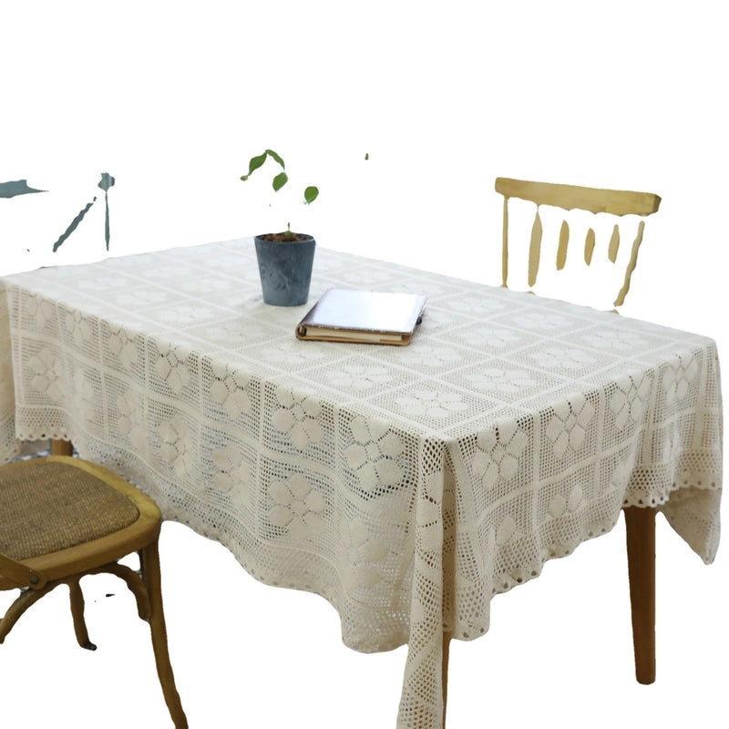 Handmade Retro Crochet Sofa Towel Woven Hollow Fabric Tablecloth Cover | Home Decor Table Linens
