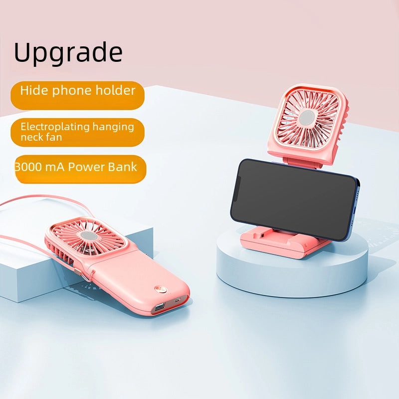 Handheld Folding Mini Fan with Digital Display & Mobile Phone Holder | Small Rechargeable Portable Fan | Personal Cooling Device|Small Electronic