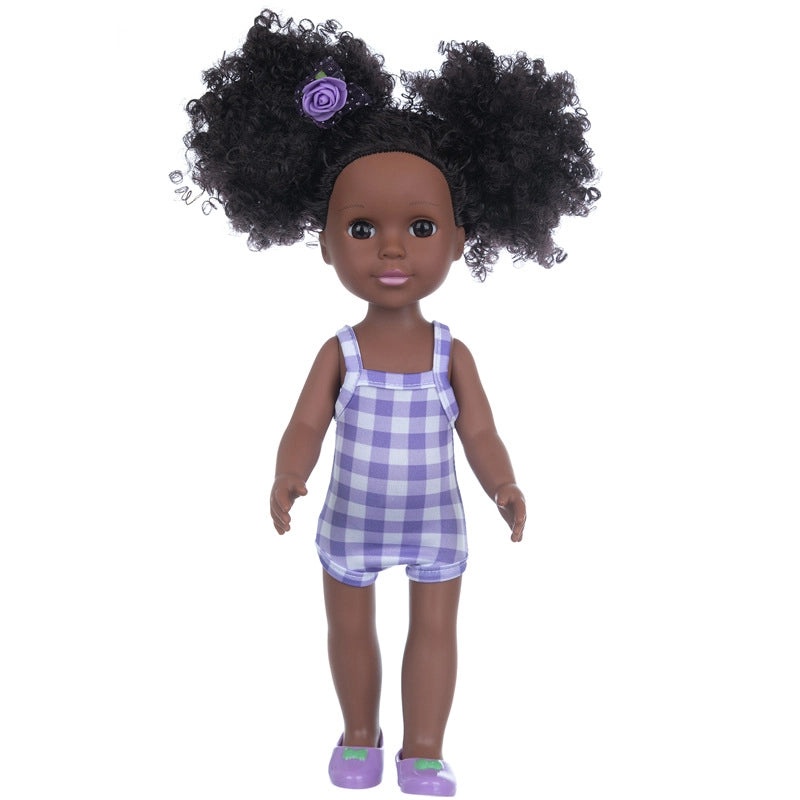 35cm Soft Rubber African Black Doll for Kids | Children's Toys