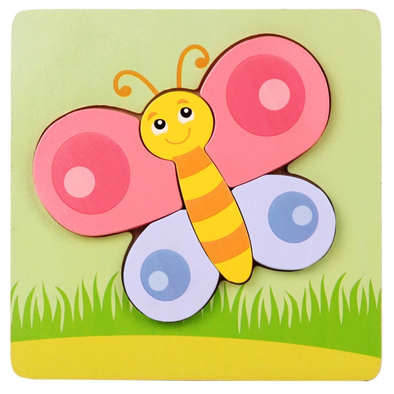 Wooden 3D Animal Puzzle for Kids Early Learning Handheld Board Cartoon Educational Toy | Educational Toys & Games