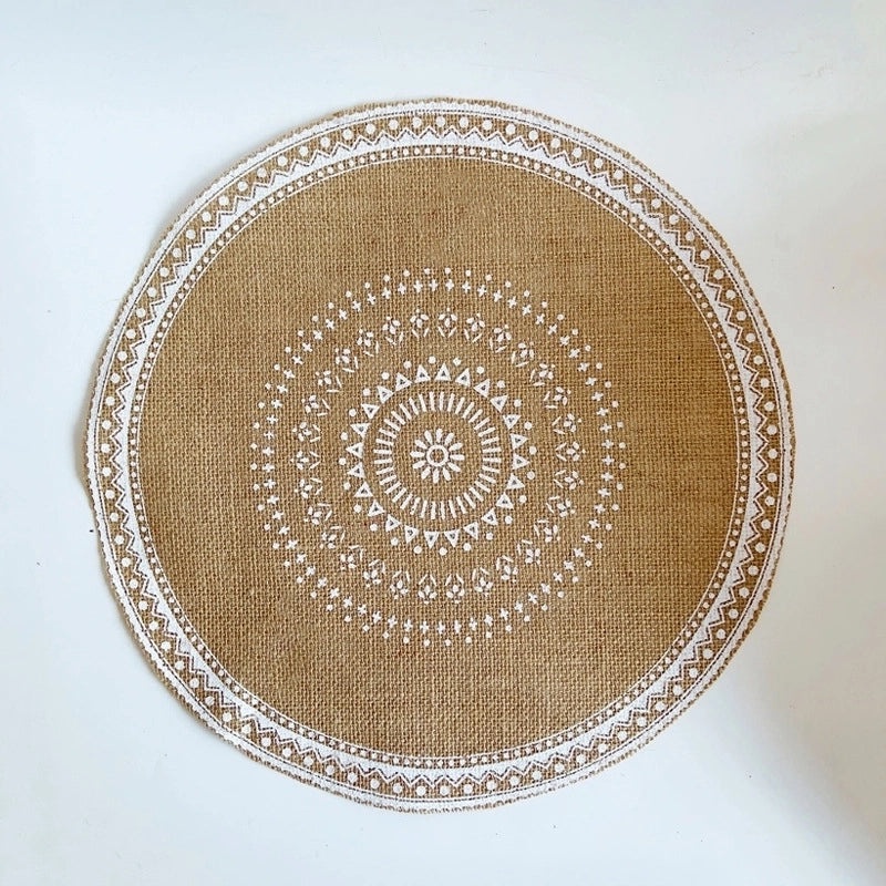 Vintage Floral Jute Placemat for Dining Table|Home & Living Tableware