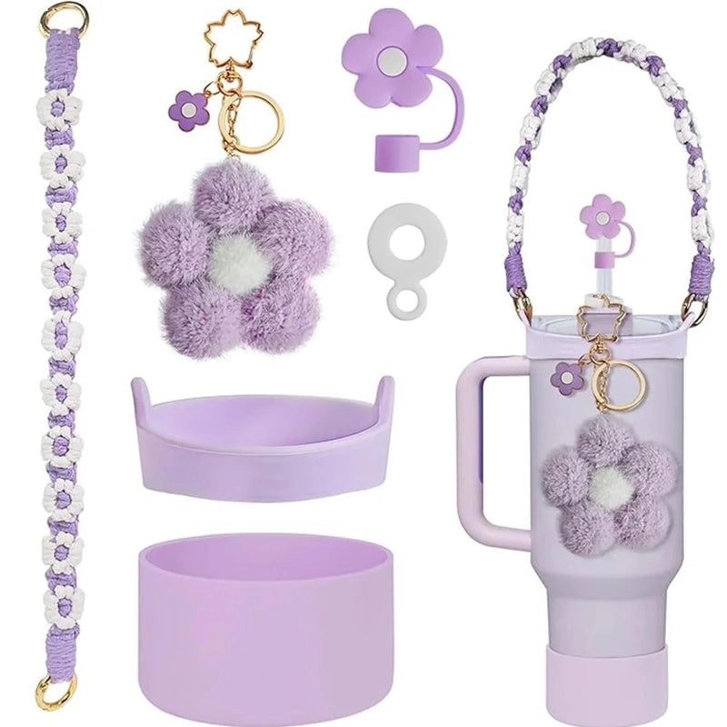 Elegant Floral Silicone Braid Rope Straw Hat Accessory Set | Women’s Fashion Accessories