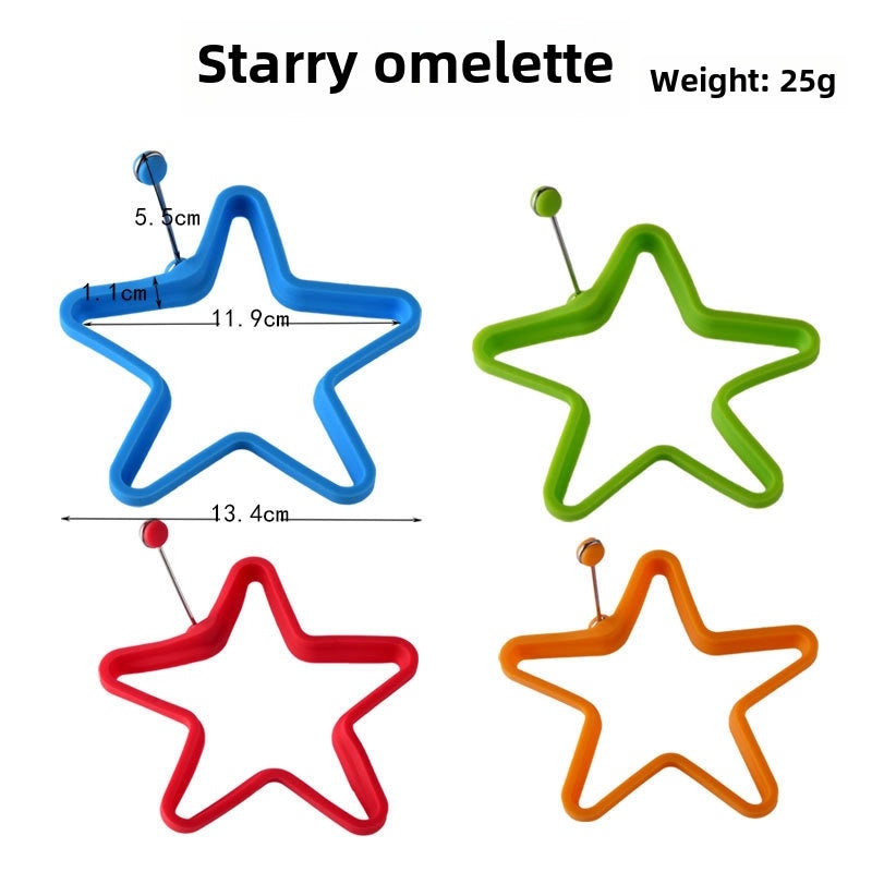 Five-star Heart Silicone Omelette Mold Round Pancake Ring Egg Cake Baking Tool|Kitchen Tools & Utensils