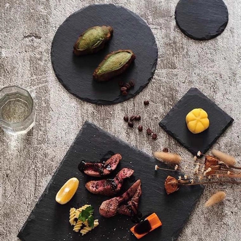 Japanese-Korean Style Black Slate Dinner Plate for Sushi Dessert Western Food Steak | Dinnerware & Plates