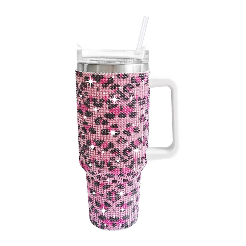 Retro Solid Color Leopard Print Stainless Steel Water Bottle 304 Grade 500ml | Drinkware & Water Bottles