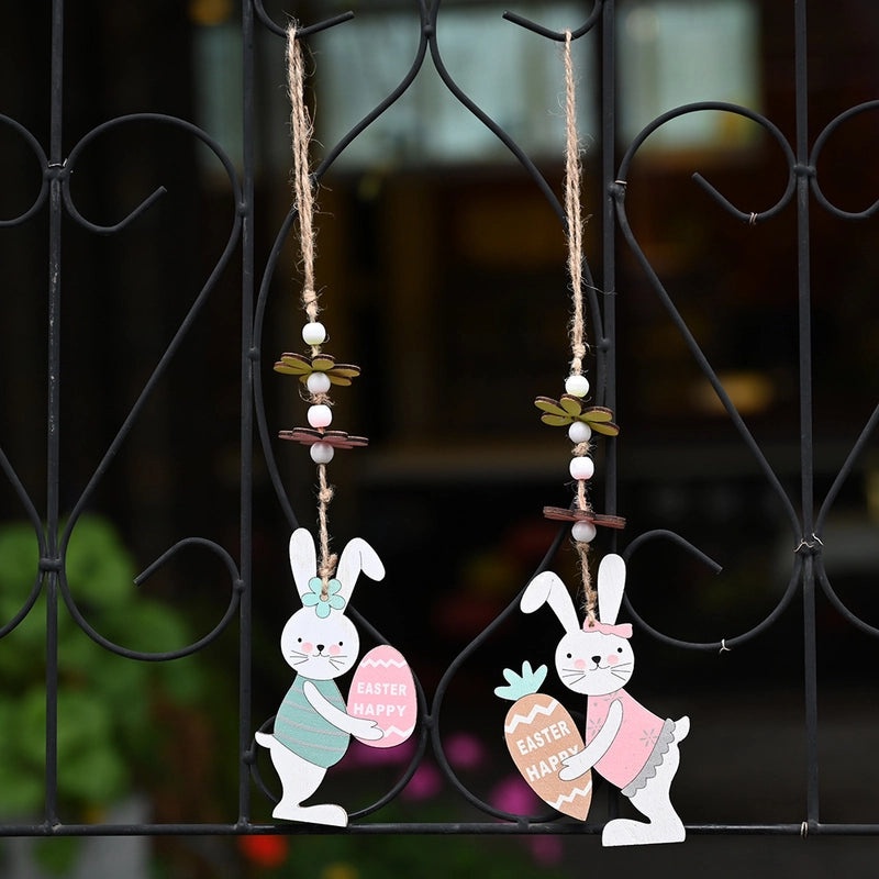 Easter Wooden Rabbit Hanging Ornament Cute Holiday Daily Decoration|Home Decor Ornaments