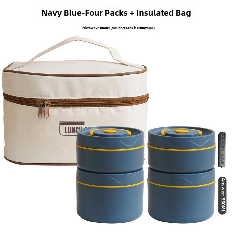 304 Stainless Steel Double-layer Insulated Lunch Box with Lid Portable Sealed Multi-compartment Food Container|Lunch Boxes & Containers