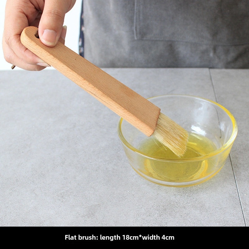Barbecue and Baking Brush with Beech Wood Handle, Round Oil and Coffee Grinder Brush | Kitchen & Dining Utensils