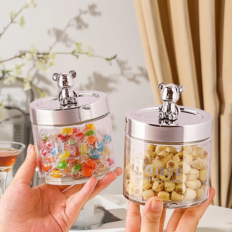 Adorable Small Bear Glass Storage Jar for Everyday Use|Home Storage & Organization