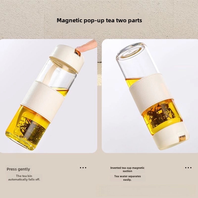 Magnetic Elastic Large Capacity Tea Glass with Built-in Strainer High Color Value Gift Cup|Home & Kitchen