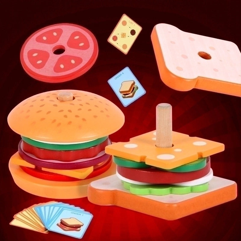 Mini Playhouse Sandwich Burger Toy Set for Kids | Children's Pretend Play & Fast Food Toys