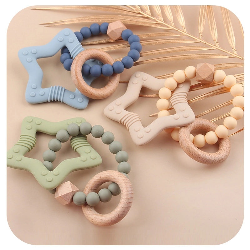 Adorable Star-Shaped Beech Wood and Silicone Baby Accessories | Baby Accessories