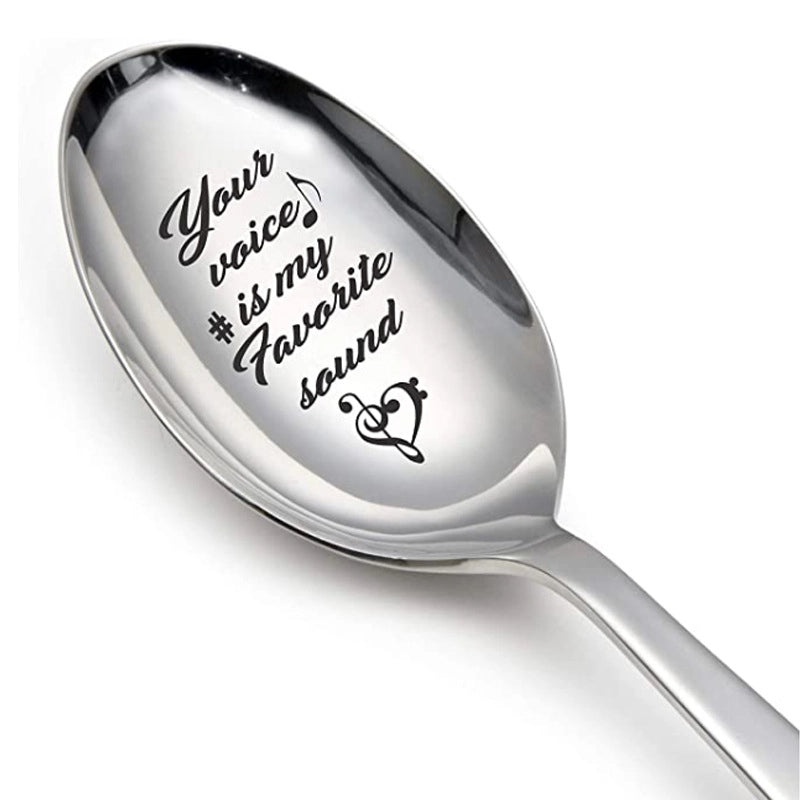 Valentine's Day Gift Stainless Steel Long Handle Spoon with Lettering | Kitchen & Dining