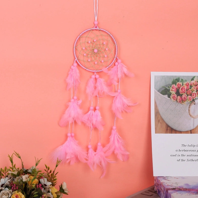 Boho Chic Dreamcatcher with Wooden Beads and Feathers | Home Decor