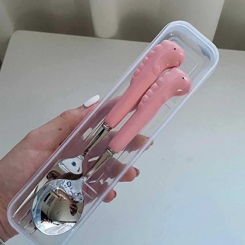 Adorable Cartoon Frog and Crocodile 430 Stainless Steel Ceramic Tableware Set | Kitchen & Dining