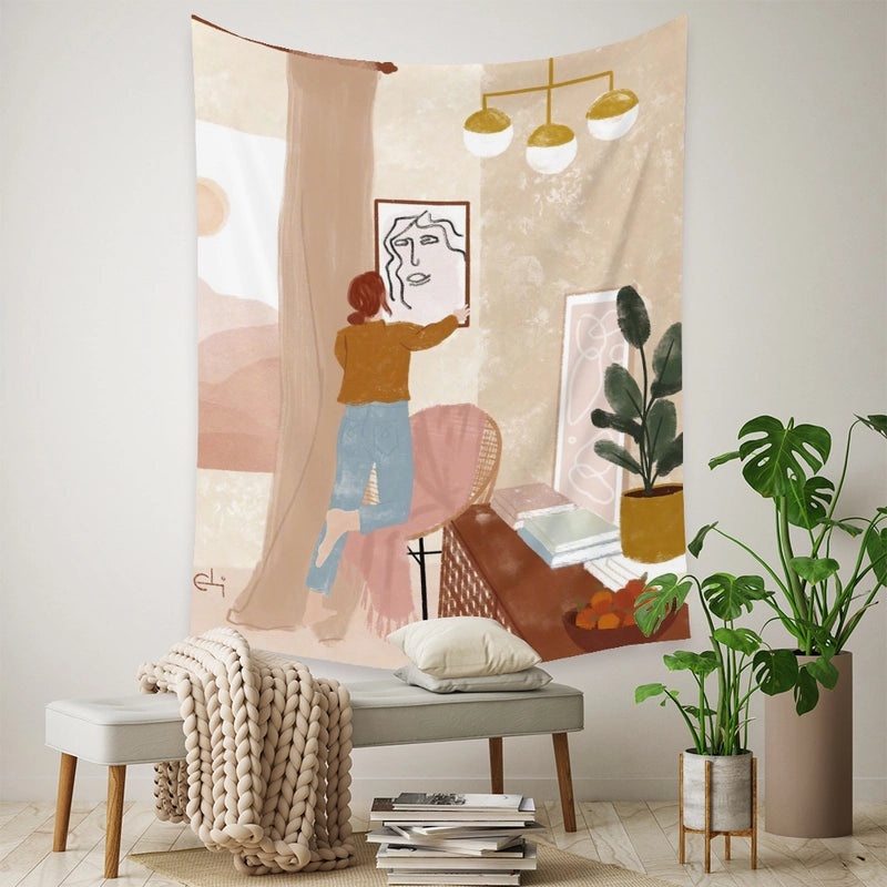 Minimalist Figure Wall Tapestry for Home and Printing Room Decor | Home Decor