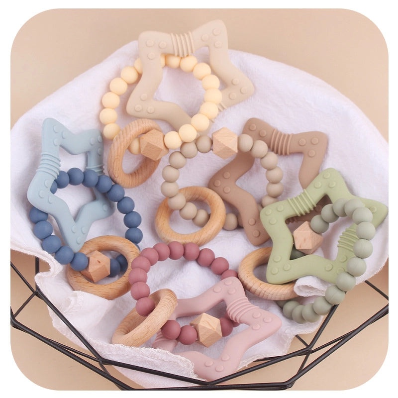 Adorable Star-Shaped Beech Wood and Silicone Baby Accessories | Baby Accessories
