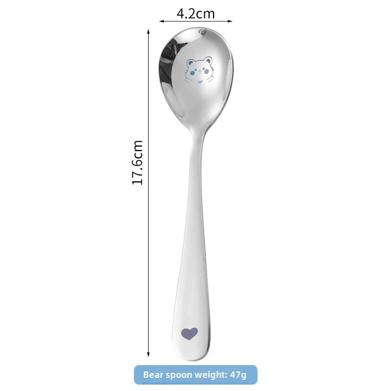 304 Stainless Steel Cartoon Baby Spoon Cute Feeding Spoon for Children Learning to Eat | Baby Feeding Accessories