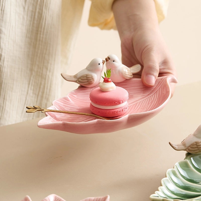 Ceramic Bird Jewelry Tray Cute Dim Sum Plate Creative Storage Rack Soap Dish Light Luxury Organizer|Jewelry Storage & Organization