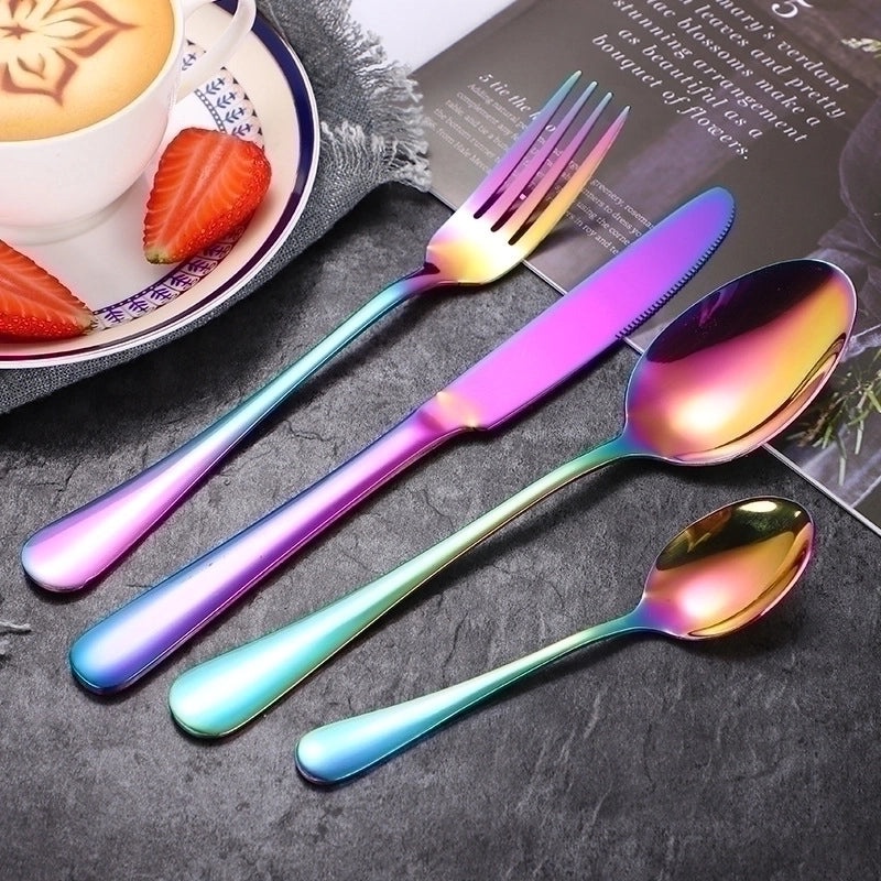 Stylish Solid Color Stainless Steel Cutlery Set 4 Pieces|Tableware & Dining Accessories