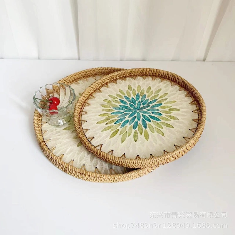 Natural Floral Grass Shell Fruit Tray|Home Decor Tableware