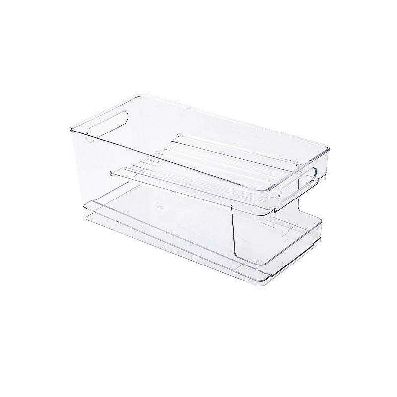 Transparent Double Layer PET Rolling Beverage Storage Organizer Box|Home & Kitchen Storage