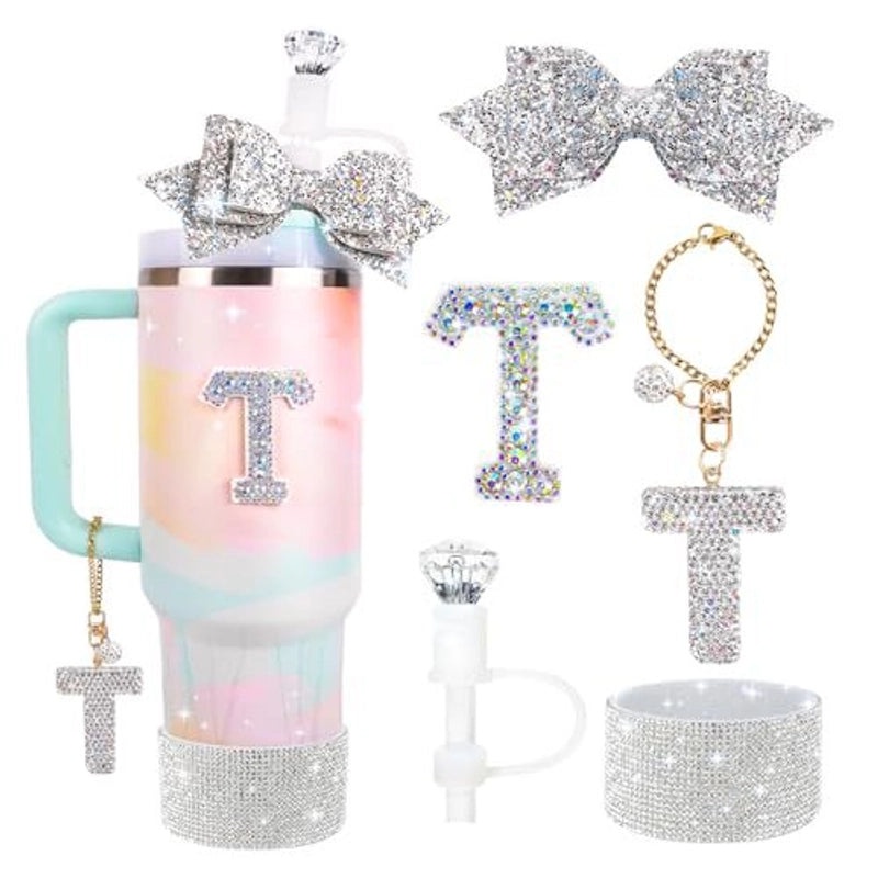 Glamorous Bow Letter Silicone Cup Sleeve Set | Drinkware Accessories