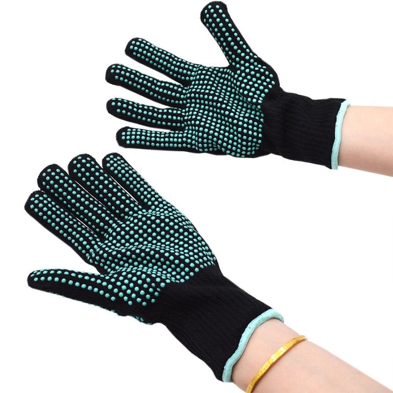 Heat Resistant Hairdressing Gloves with Silicone PVC Beads for Curling Iron and Straightening | Hair Styling Gloves
