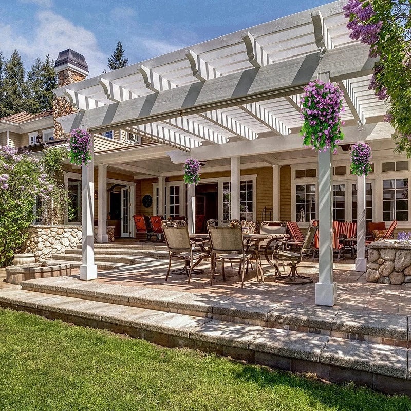 Terrace Morning Glory Flower Basket Hanging Pot Decorative Coconut Fiber Planter Artificial Spring Flowers|Home Garden Decorations