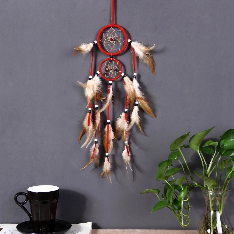 Indian Dreamcatcher Wind Chime with Double Ring Hanging Ornaments Bohemian Wall Decor | Home Decor