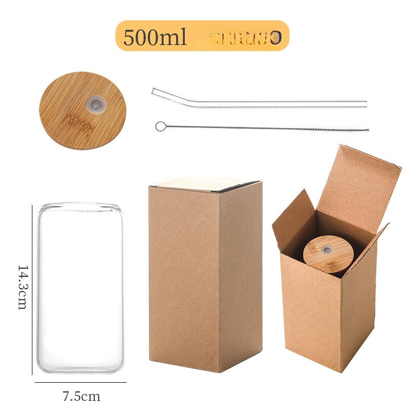 Transparent Borosilicate Glass Straw Cup with Lid for Coke Juice Coffee Milk Tea Cold Drinks | Drinkware & Glassware
