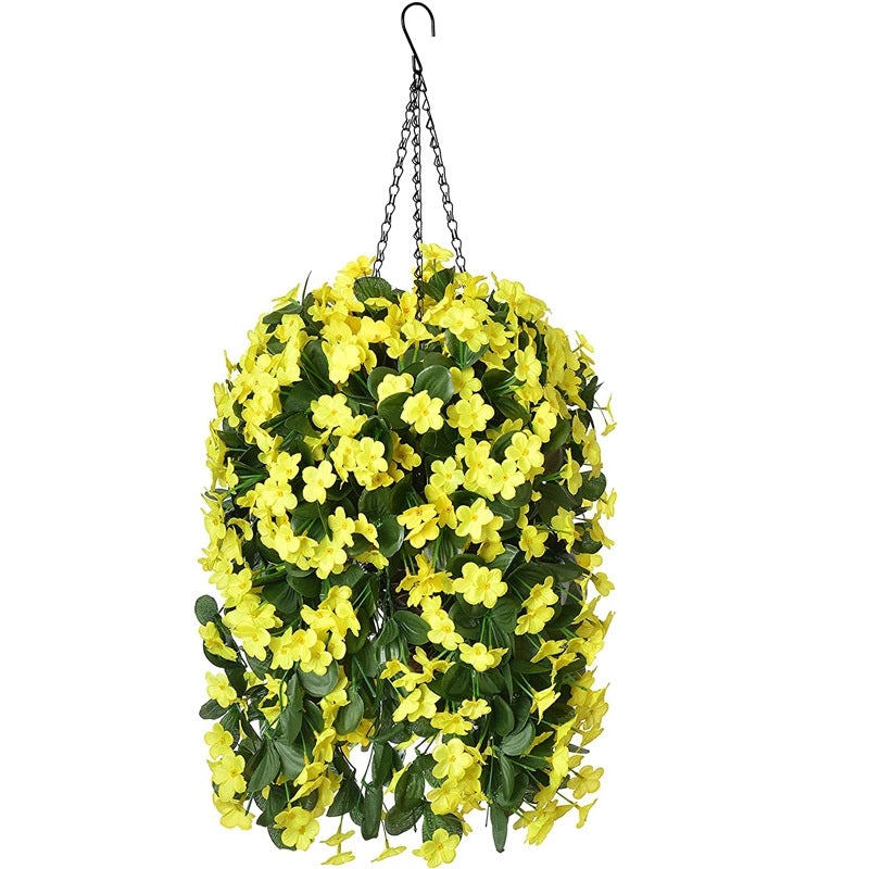 Terrace Morning Glory Flower Basket Hanging Pot Decorative Coconut Fiber Planter Artificial Spring Flowers|Home Garden Decorations