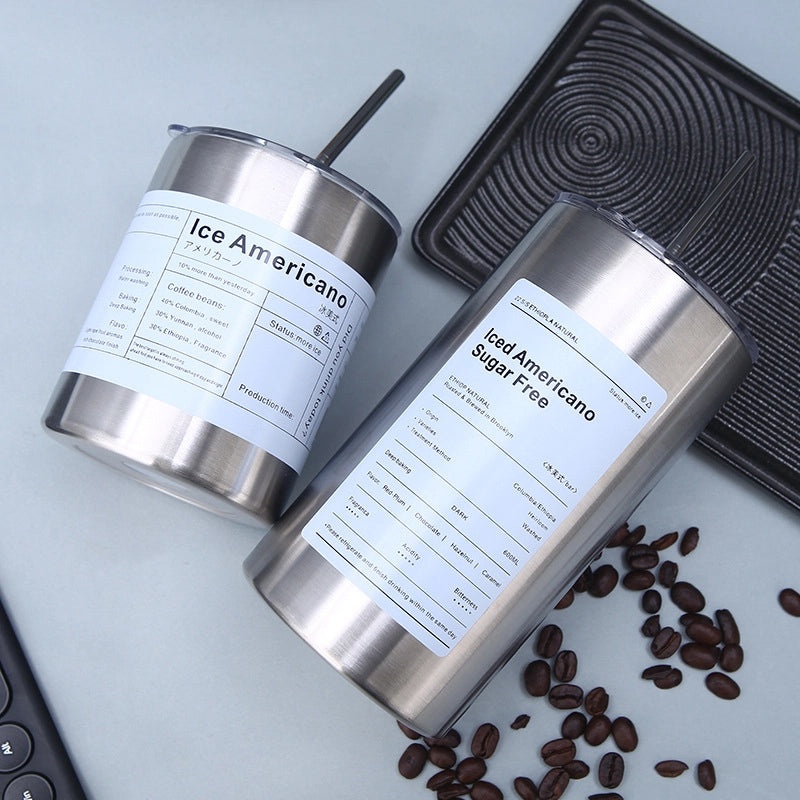 304 Stainless Steel Large Capacity Double Lid Coffee Tumbler | Outdoor Drinkware