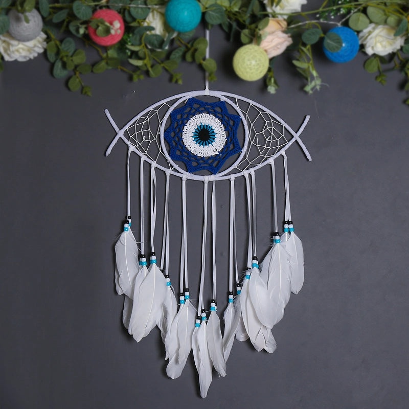Rustic Devil's Eye Feather Iron Wall Hanging|Home Decor Wall Art