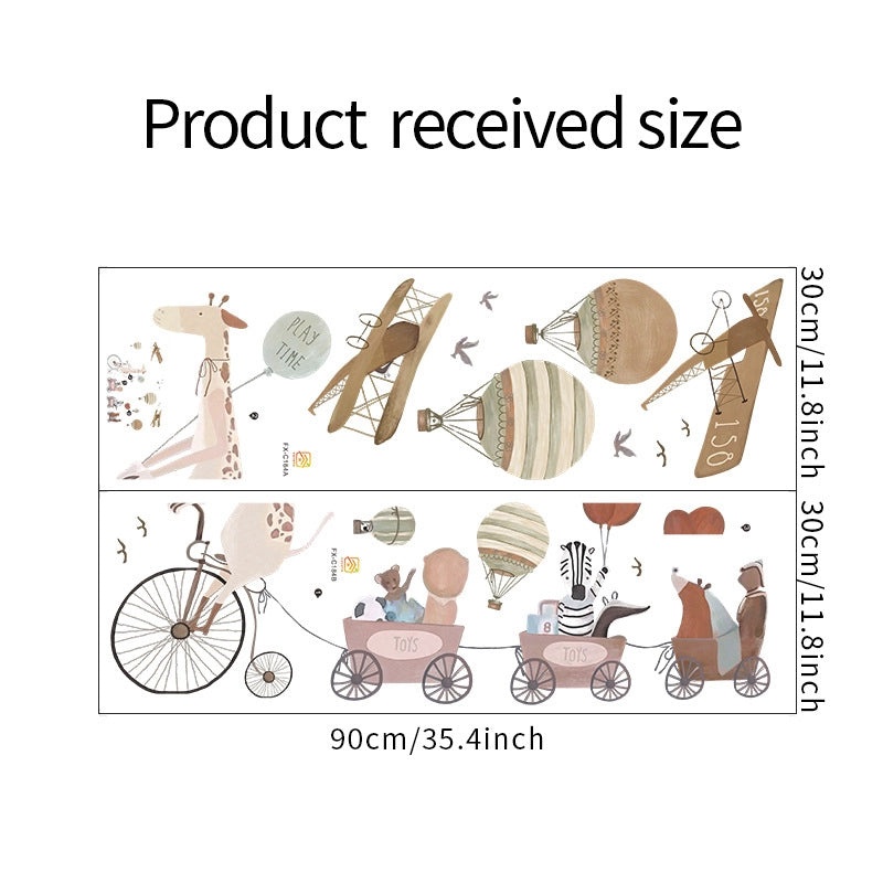 动物热气球与飞机图案墙贴|家居装饰品