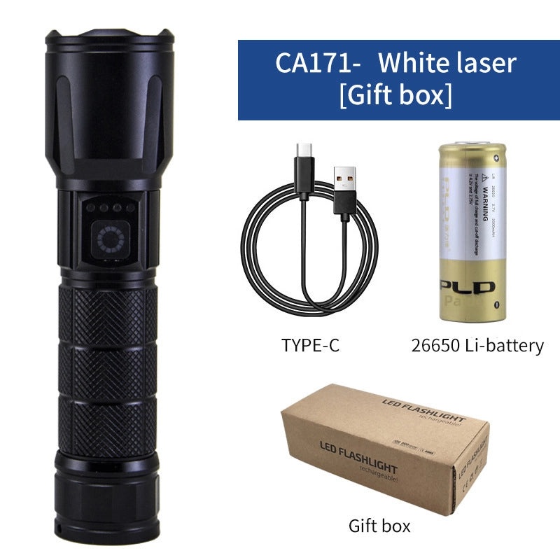 Aluminum Alloy Zoomable Laser Flashlight Fast Charging Long-Range Portable Torch|Outdoor Lighting