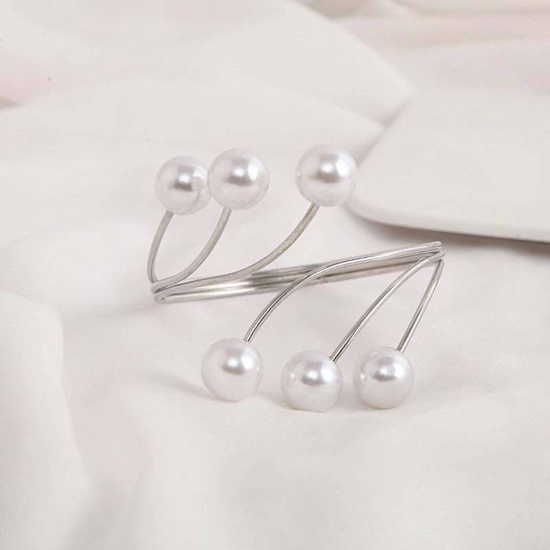 Modern Minimalist Six-Pearl Metal Curtain Tieback Punch-Free Living Room Curtain Holder|Home Decor & Curtain Accessories